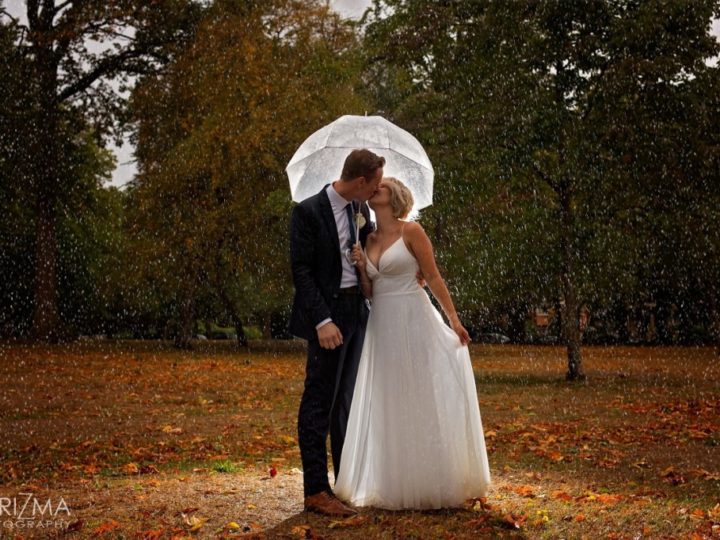 A Great Outdoor Option for Weddings in the Rain: Umbrellas!