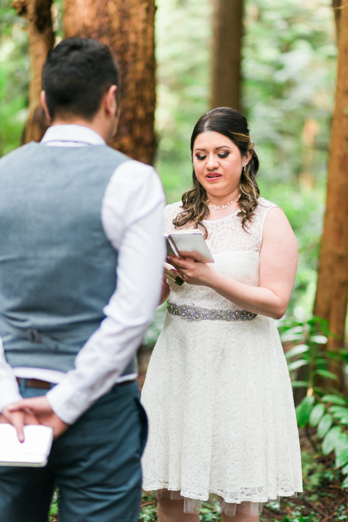 reciting personal wedding vows during a Vancouver elopement