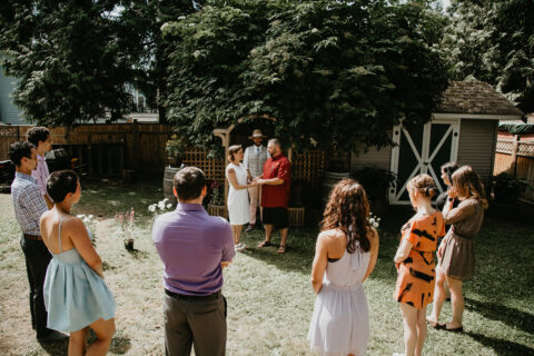 blended family backyard wedding