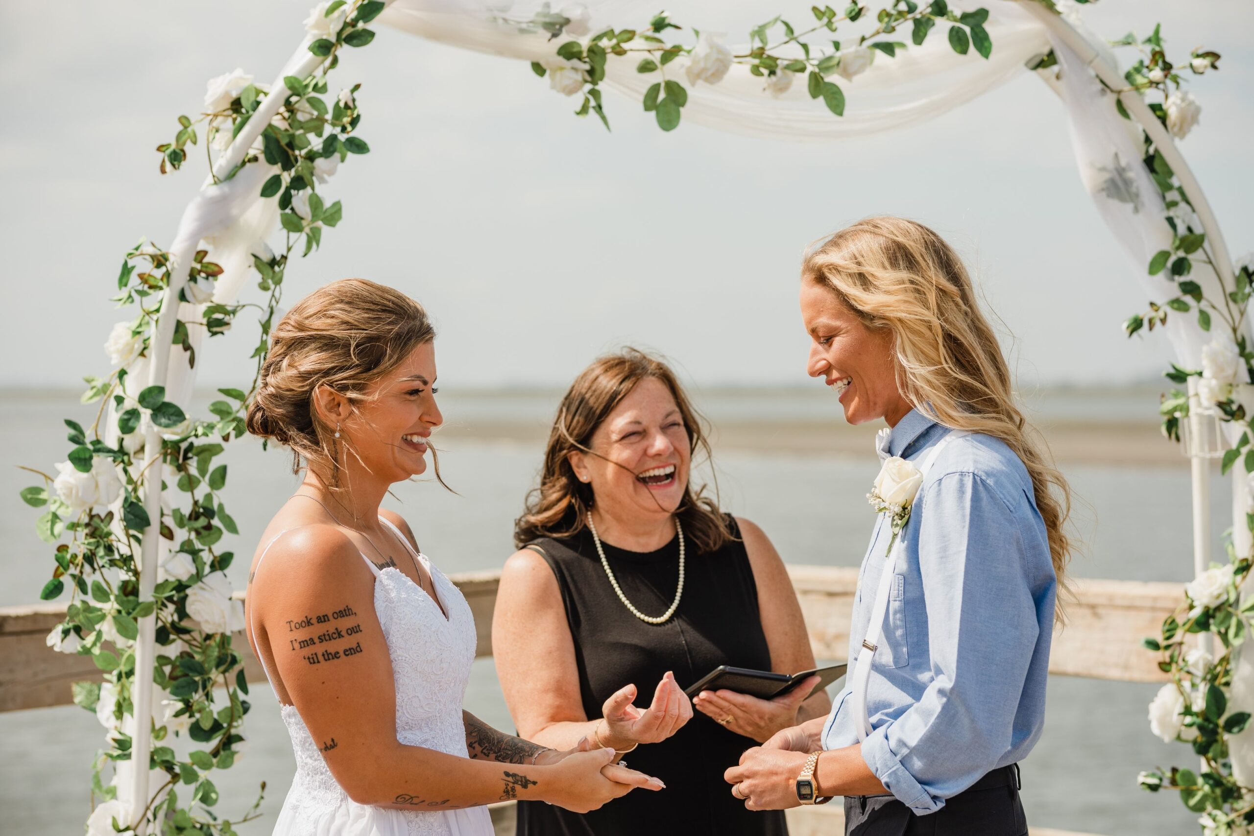 Vancouver Officiant Rhona Segarra with Young Hip & Married officiating a lgbtq+ wedding