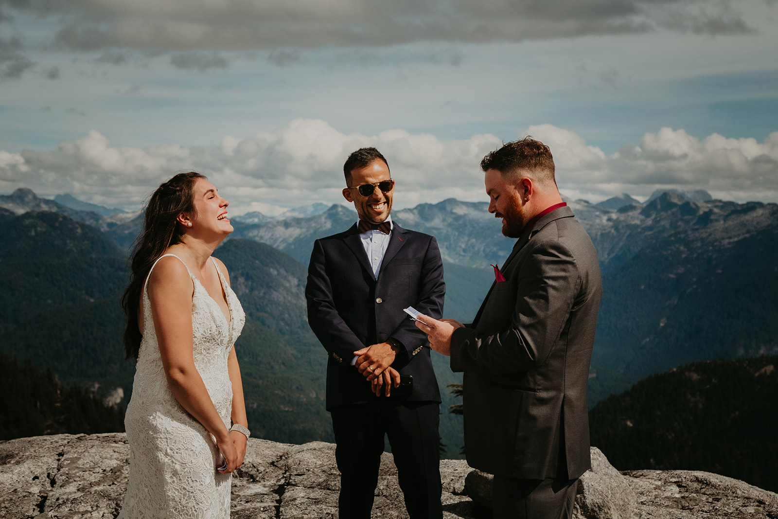 Wedding officiant Stevan at a helicopter elopement in Vancouver 