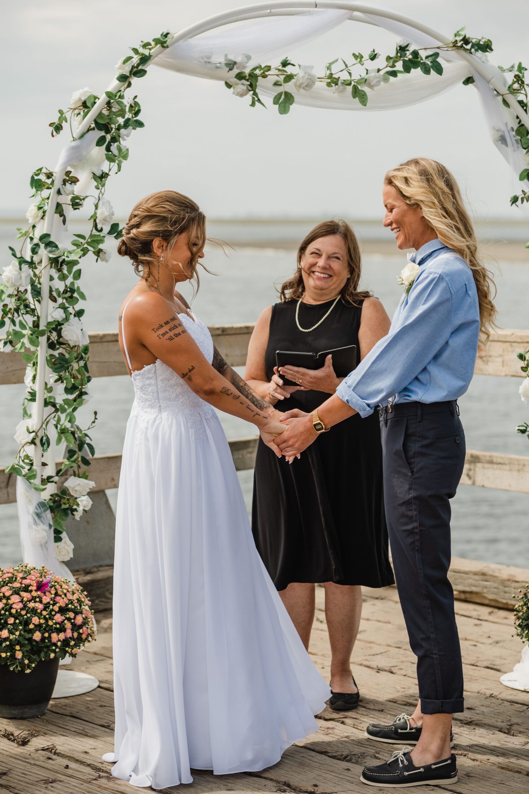Vancouver beach wedding with wedding officiant