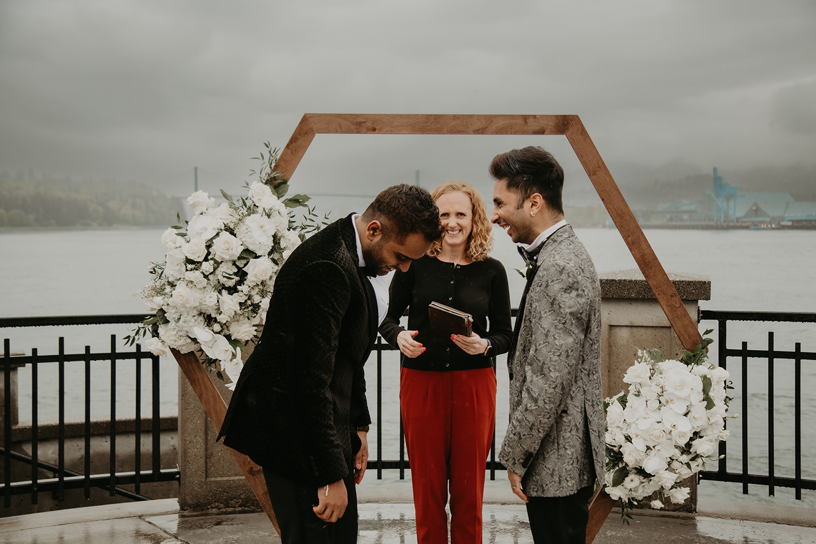 stanley park seawall vancouver elopement with young hip and married