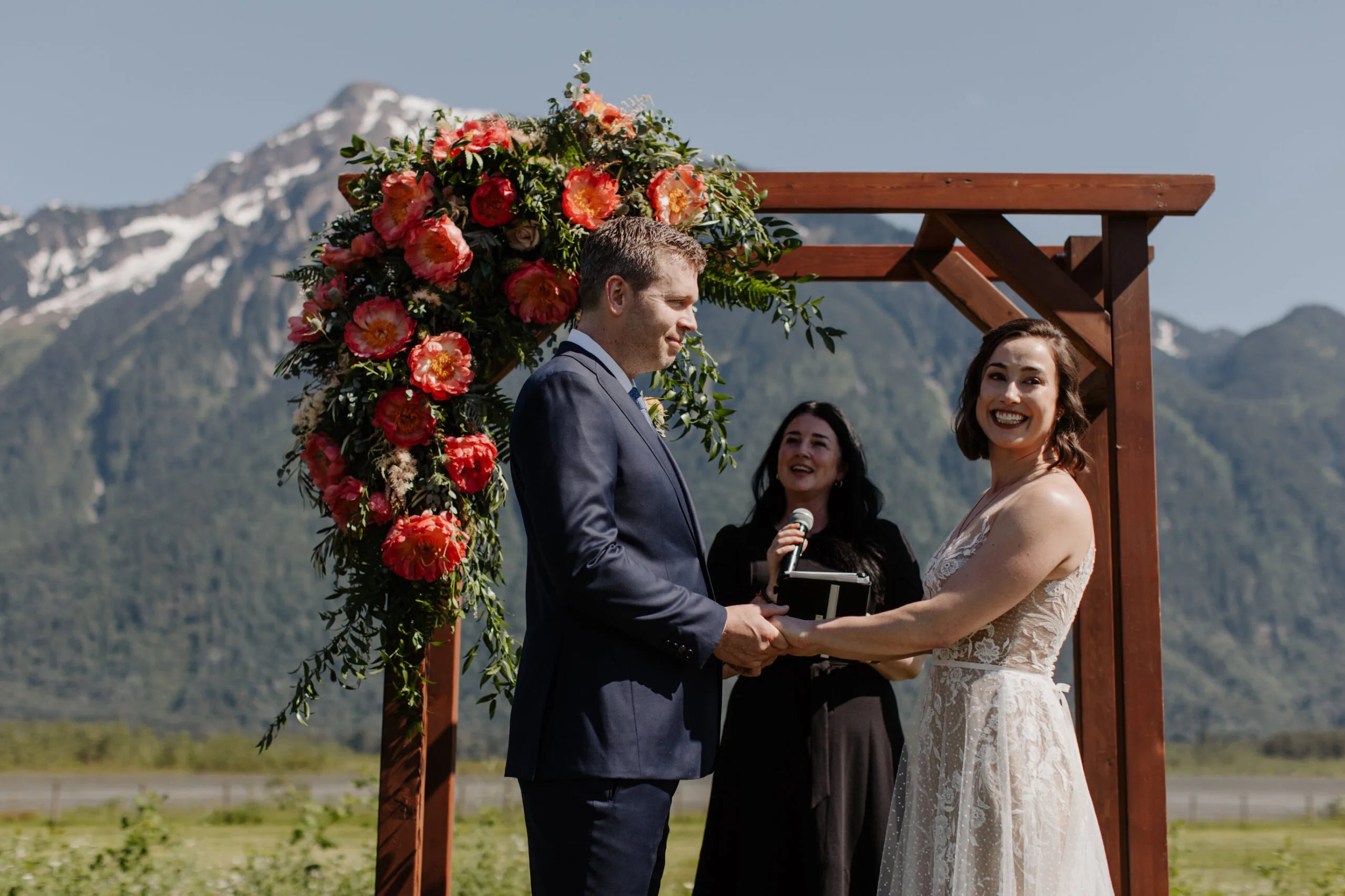 Erika officiating a ceremony for Kathryn and Neil