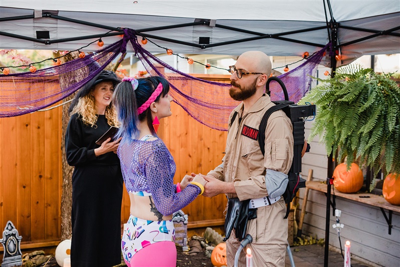 halloween wedding with young hip and married