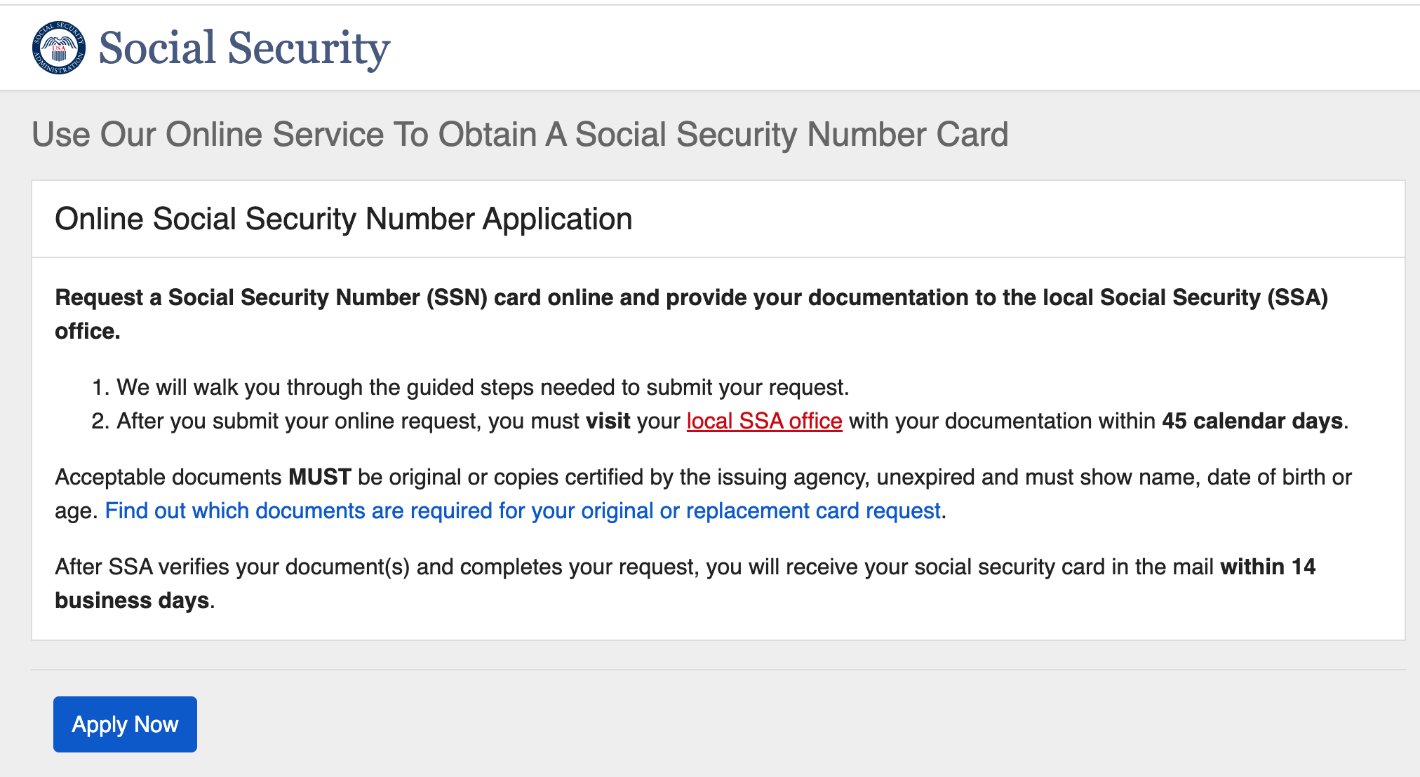 social security agency online application