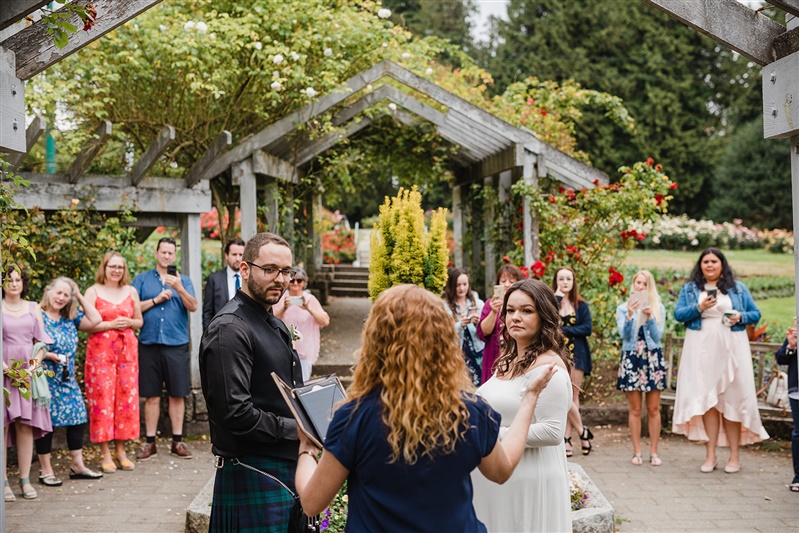 stanley park rose garden elopement with young hip and married