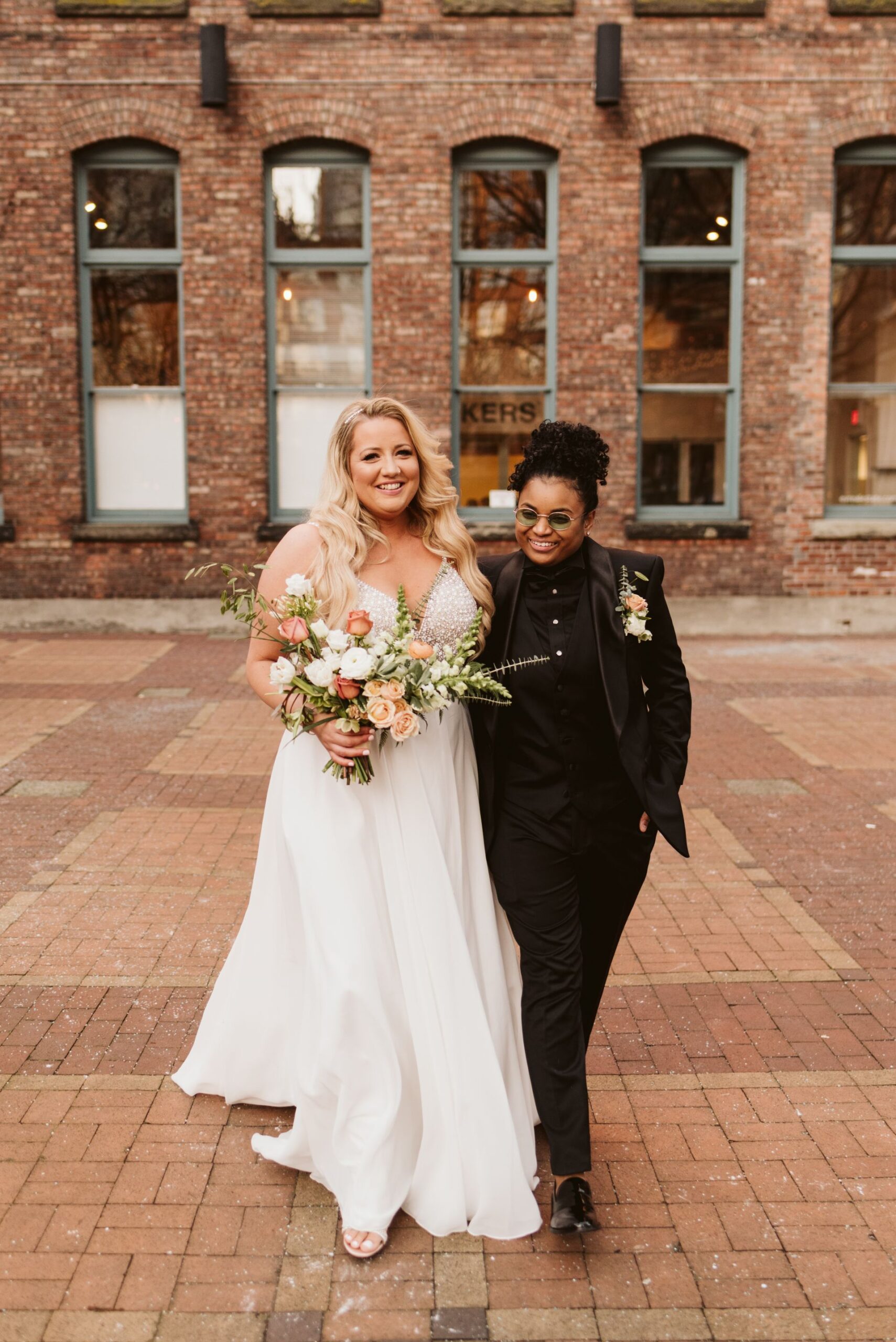 lgbtq+ couple in yaletown, vancouver wedding, inclusive wedding vendors
