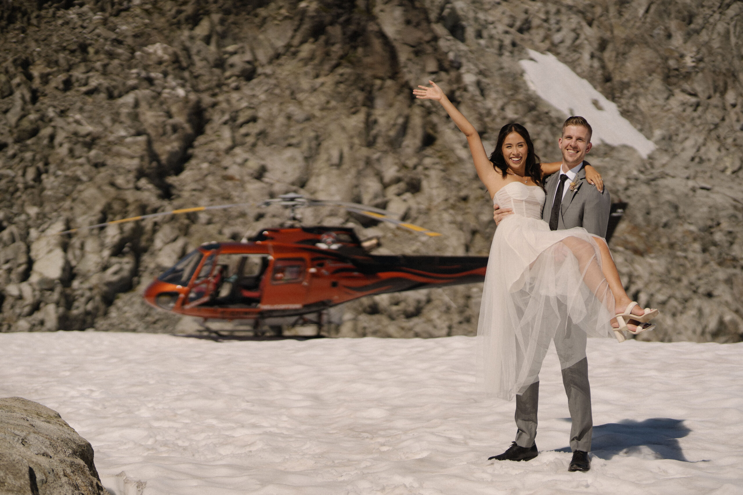 helicopter elopement with young hip and married, squamish wedding