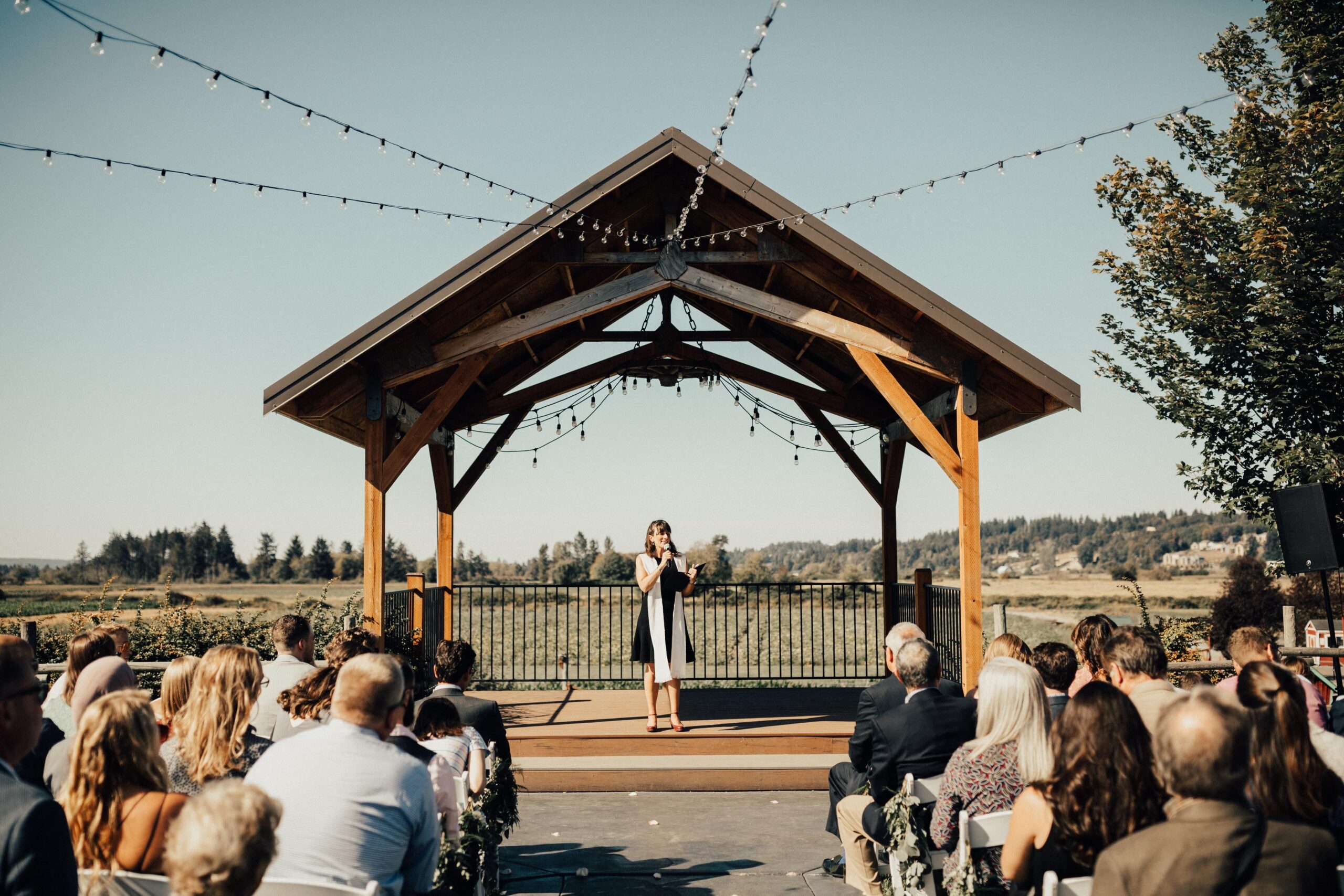seattle wedding officiant leading ceremony
