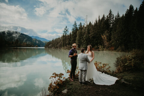 Green Lake elopement in Whistler with Young Hip & Married