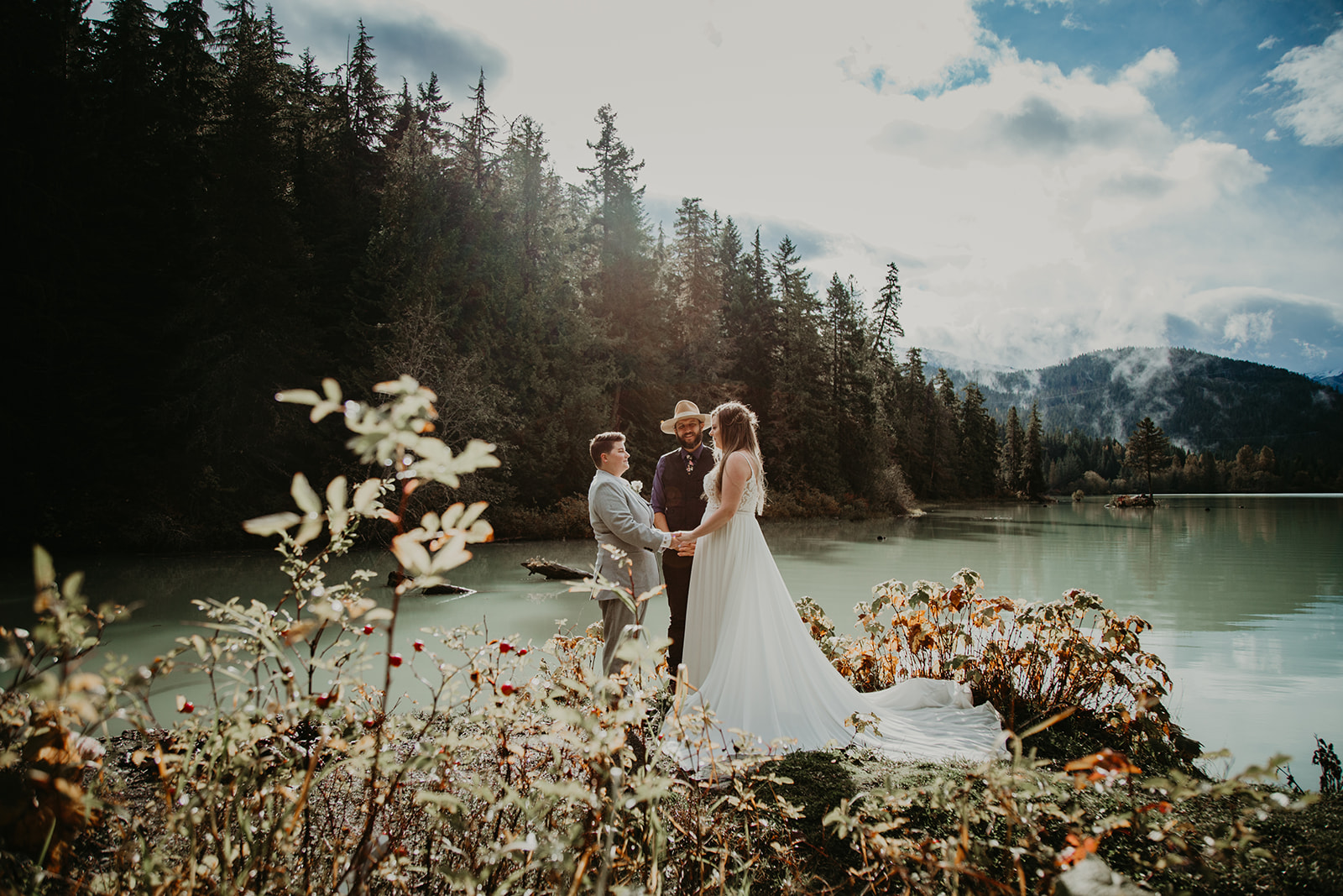 Green Lake Whistler elopement with Young Hip & Married