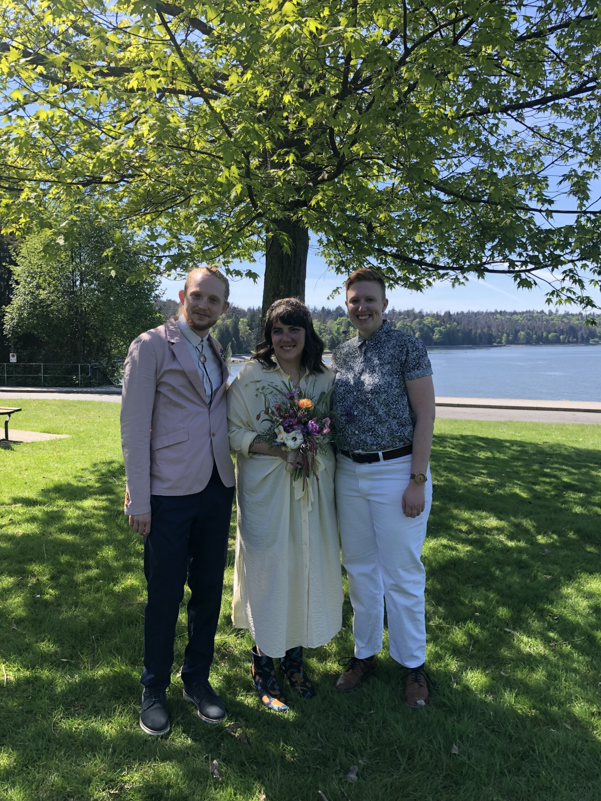 Officiant Beth with Max and Alex