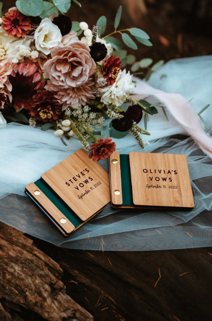Custom wooden vow book for wedding ceremony