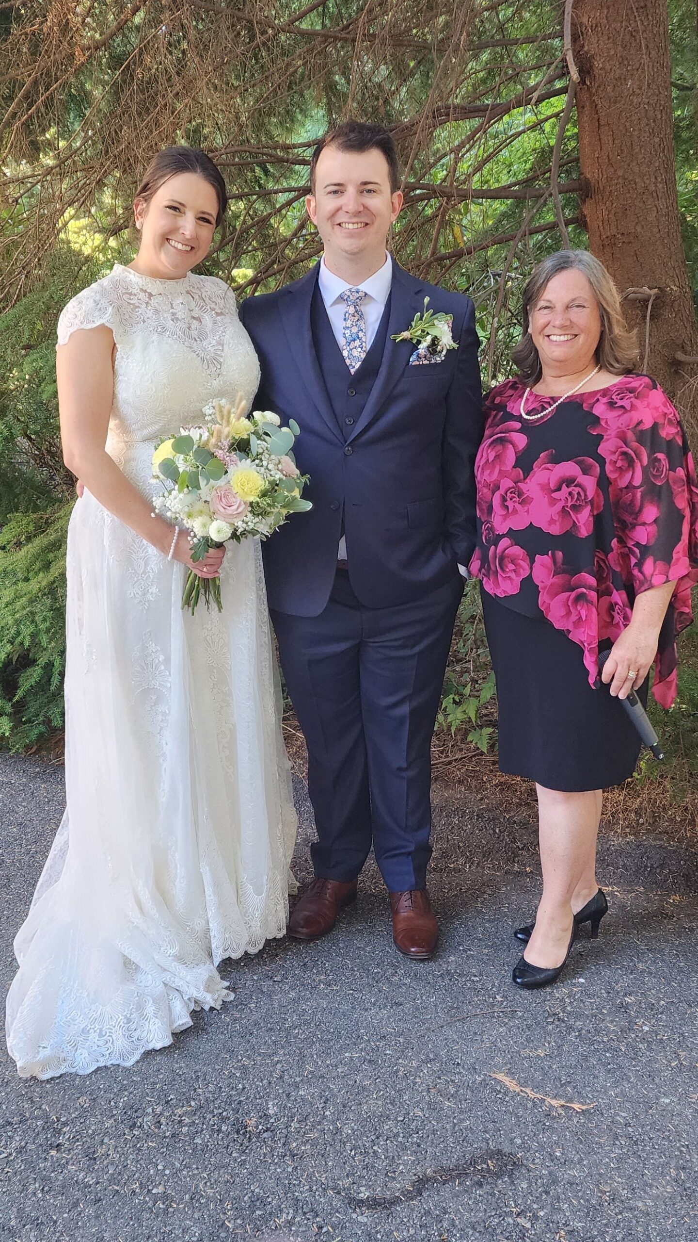 Young Hip and Married Officiant Rhona with Cade and Jacqueline