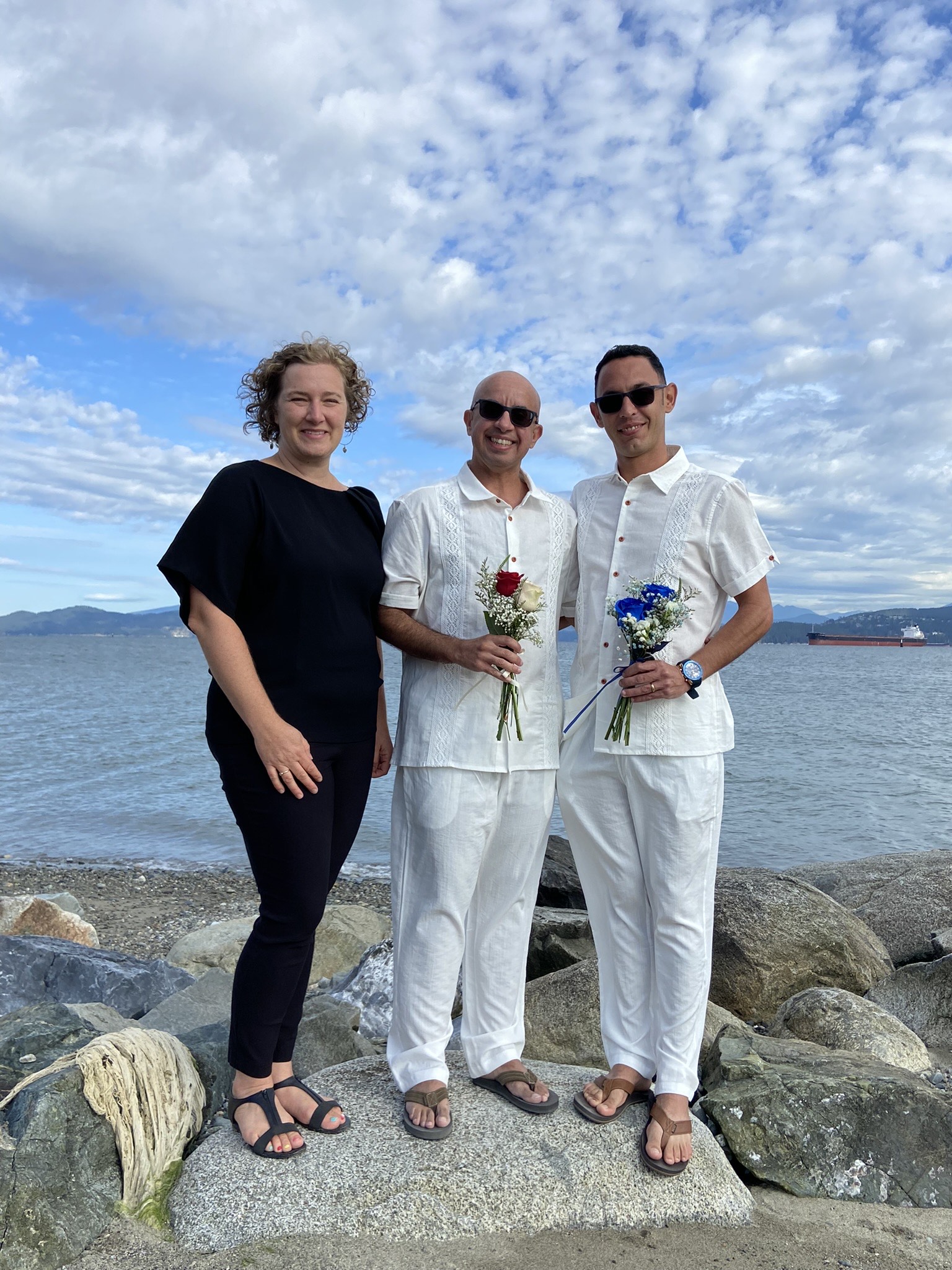 Carl and Yunier at their beach elopement with Young Hip & Married officiant Shalom