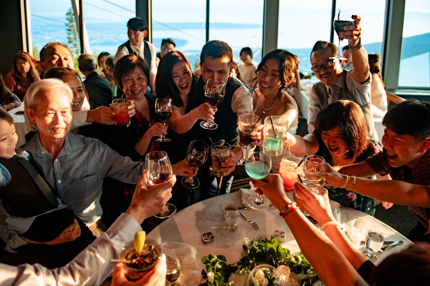 Toast and cheers at wedding reception