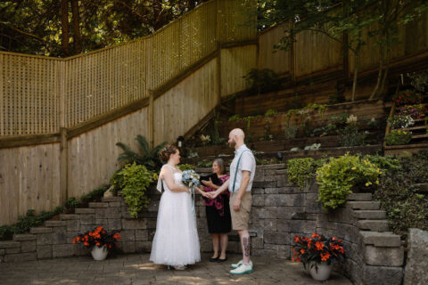 backyard wedding in Vancouver with Young Hip & Married wedding officiants