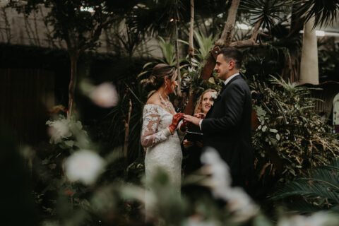 Bloedel Conservatory wedding in Vancouver with Young Hip & Married
