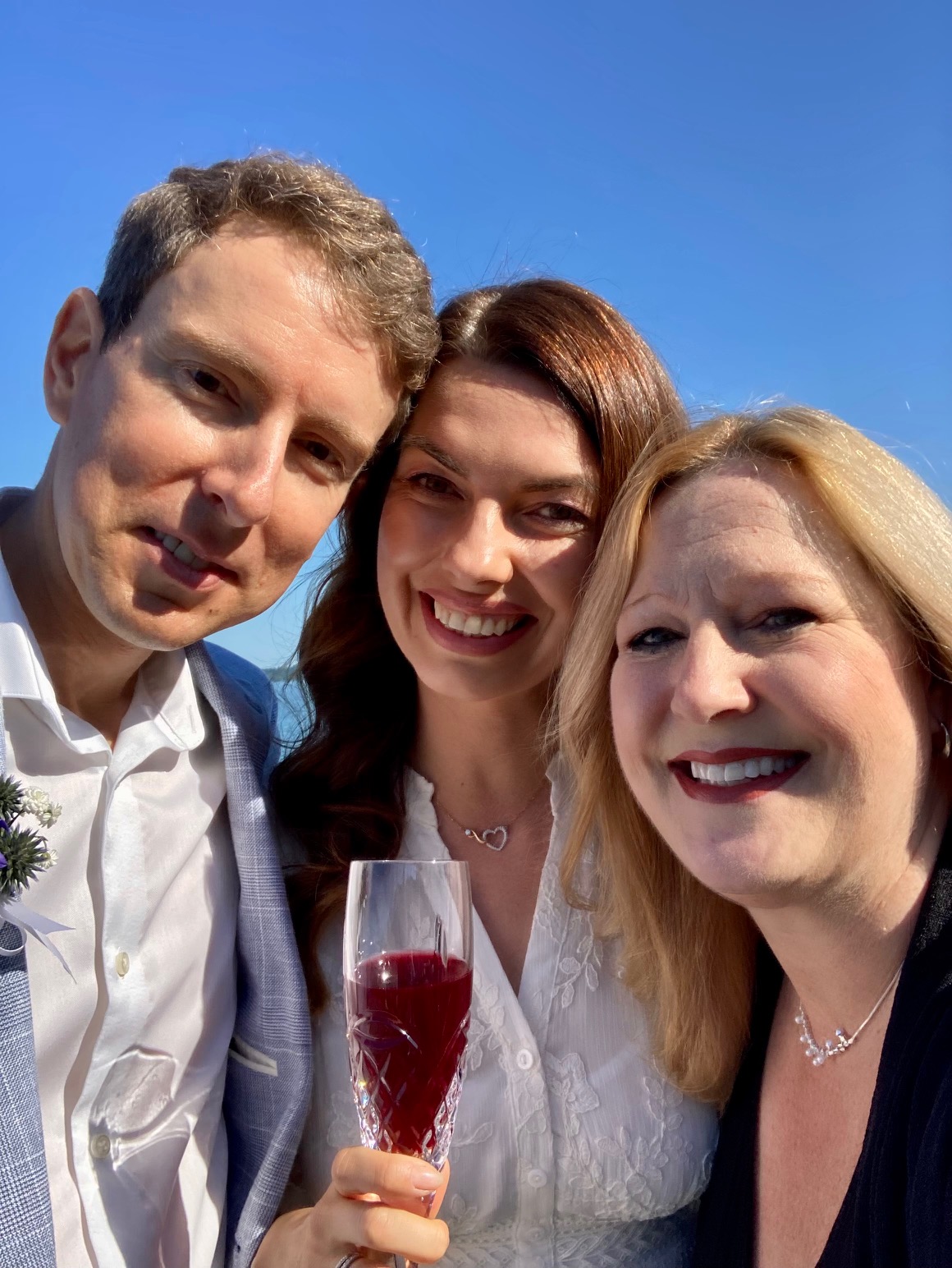 Selfie by Victoria wedding officiant Melinda with her happy couple