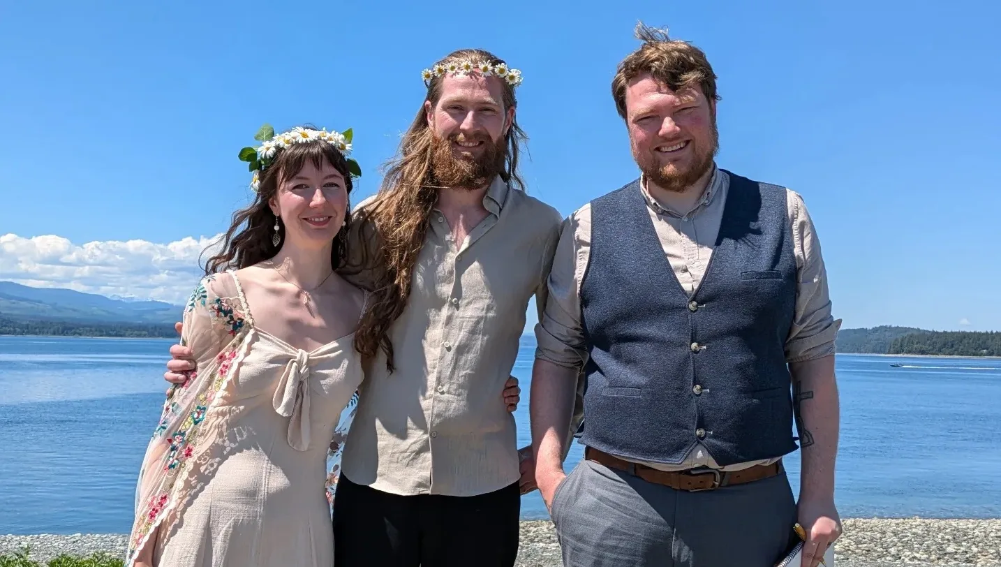 Morgan and Derek with Officiant Jordan